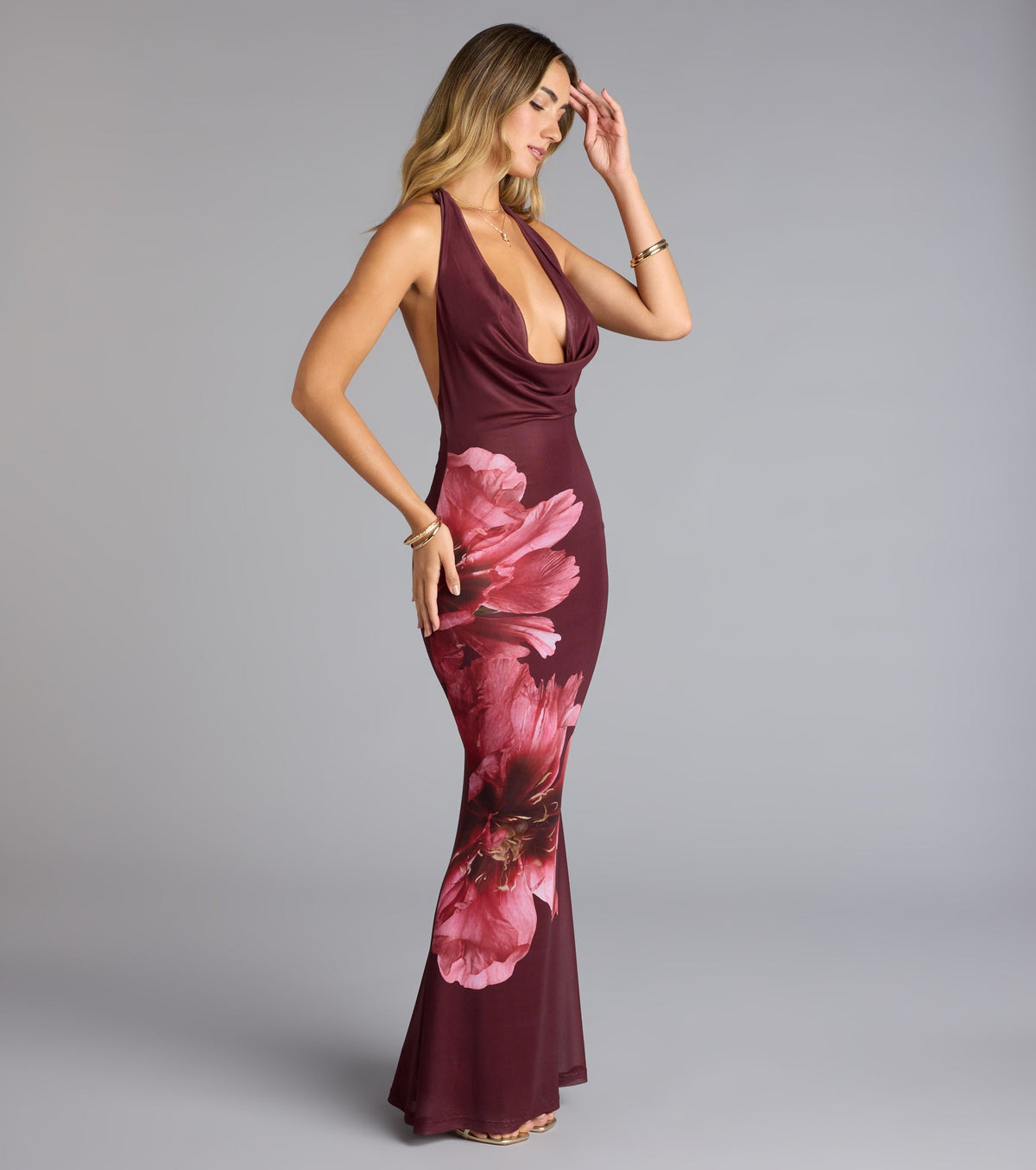 Wine And Dine Floral Open Back Maxi Dress