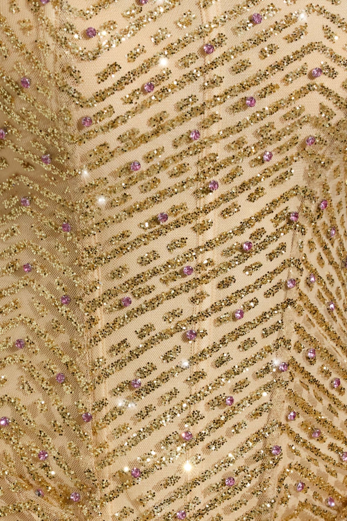 Embellished Bandeau A-Line Mini Dress in Gold