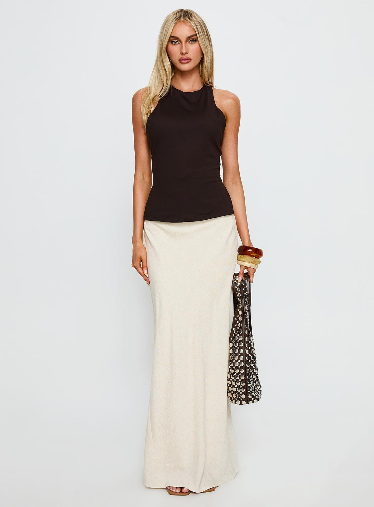 Harlene Back Detail Top Brown