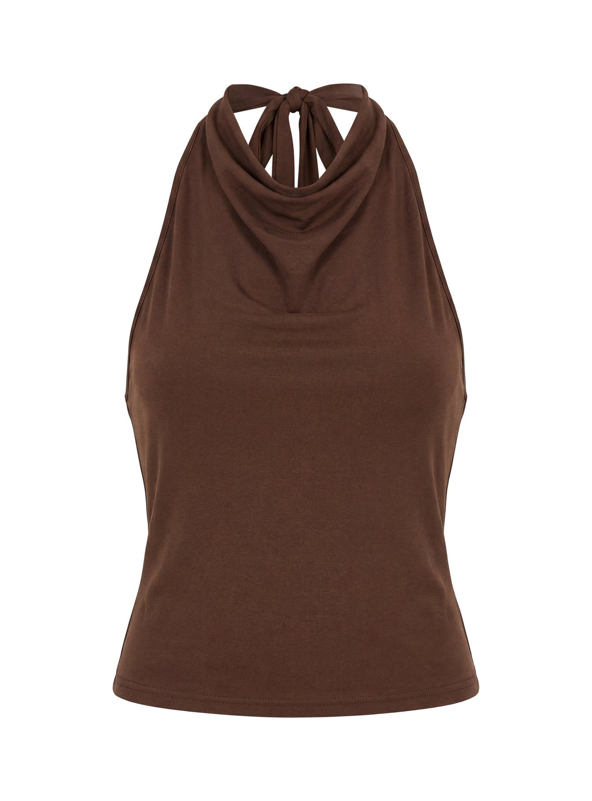 Katiana High Neck Cowl Top Brown