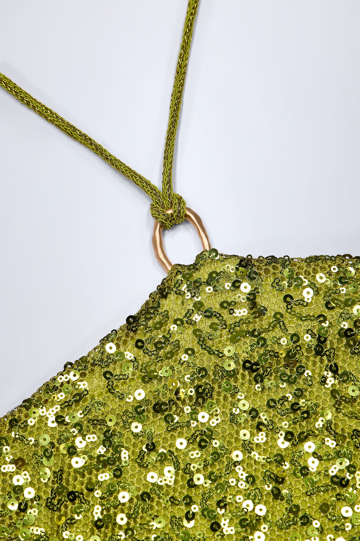 Embellished Hardware-Detail Strappy Maxi Skirt in Olive Green