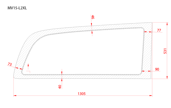 Mercedes Metris 2015+ Driver Side Rear Quarter Window (135''WB)_Dimensions - Campervan HQ