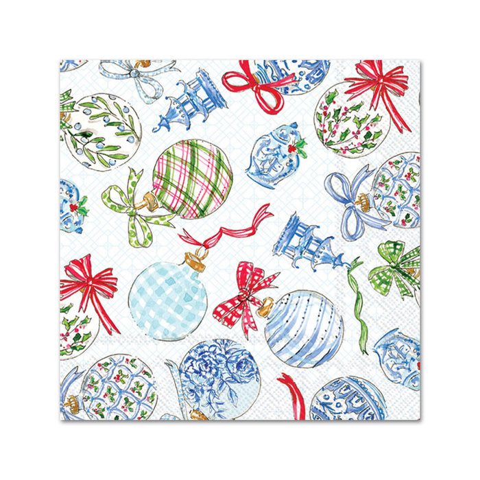 Blue Ornaments Paper Beverage Napkins