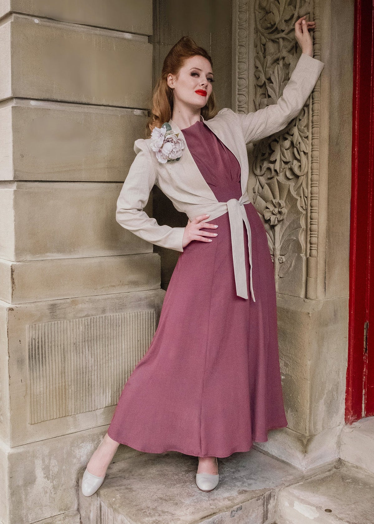 1940s 'Girl Friday' Midi Dress - Plum