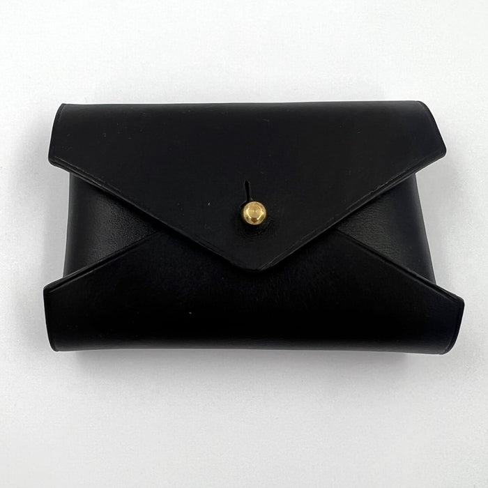 ~ Leather Wallet Pouch - black / brass