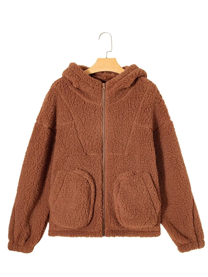 Marjorie | Women's Relaxed Fit Zip Up Teddy Jacket