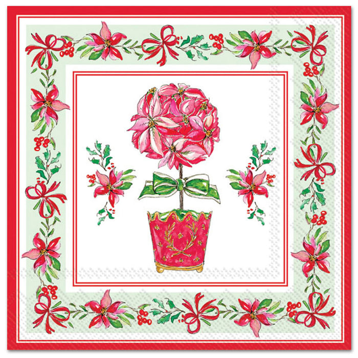 Poinsettia Topiary Paper Luncheon Napkins