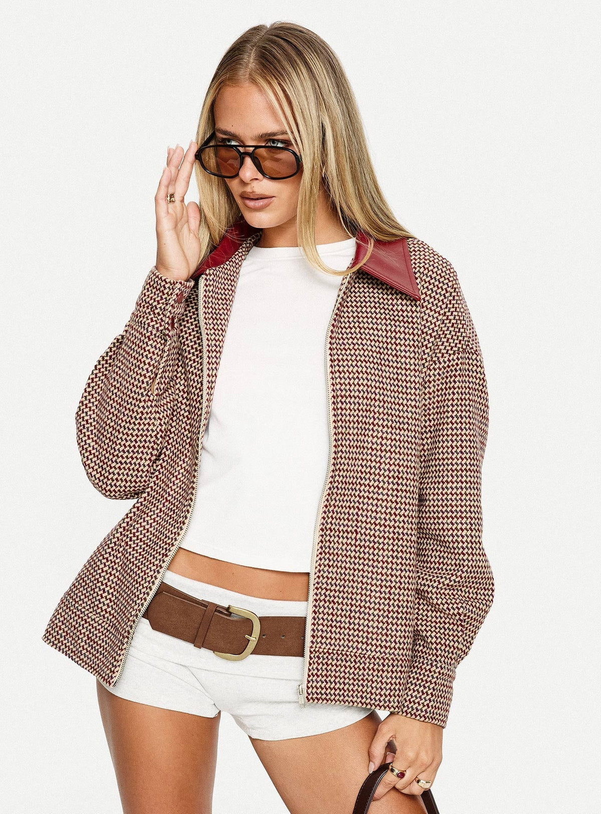 End Of The Day Collared Jacket Red Multi