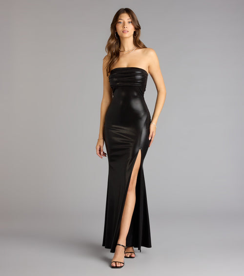 Nyssa Strapless Slit Mermaid Formal Dress
