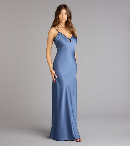 Blaire Satin Keyhole Slip Formal Dress