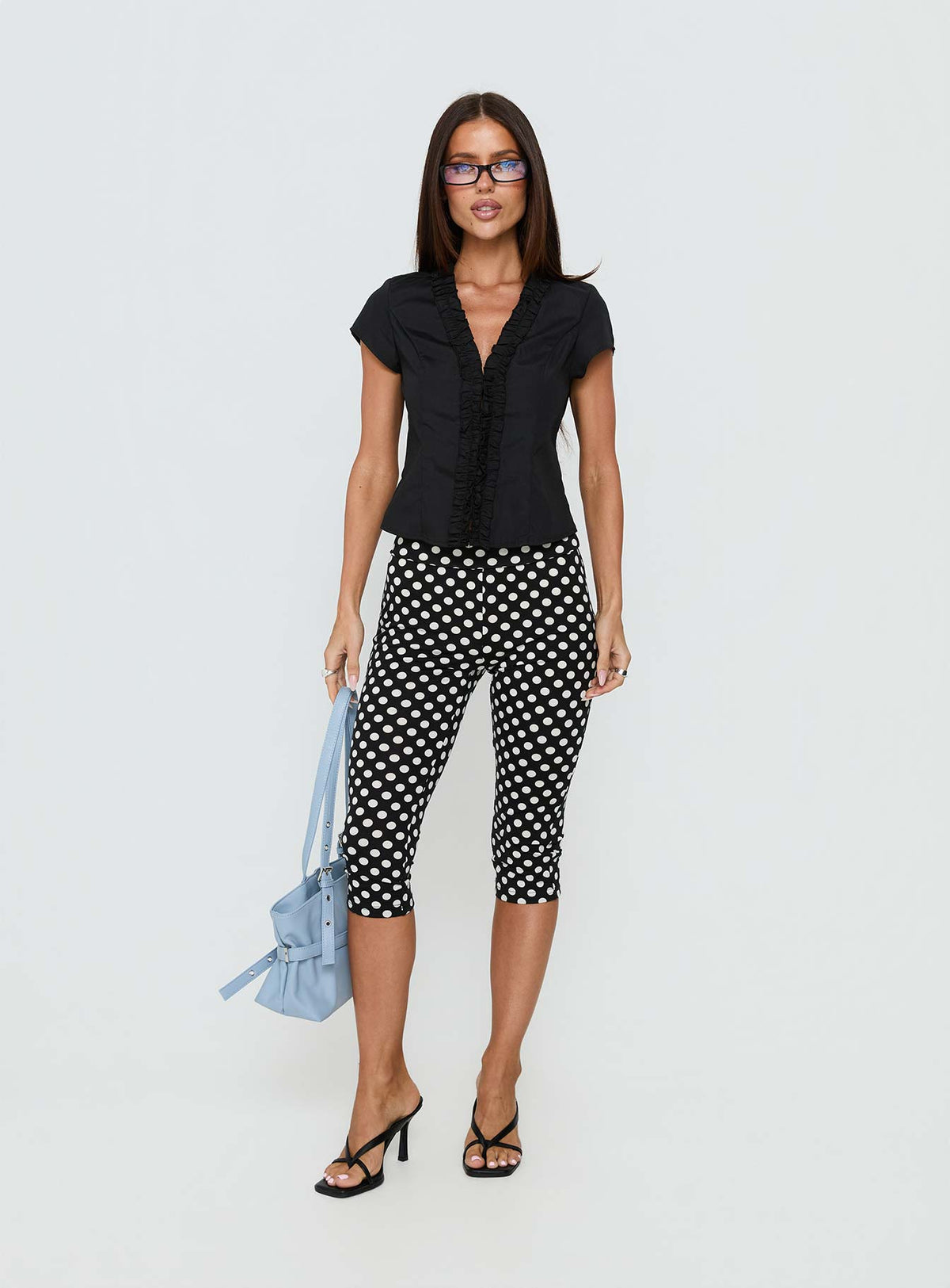 Isadonna Capri Pants Black Polka Dot