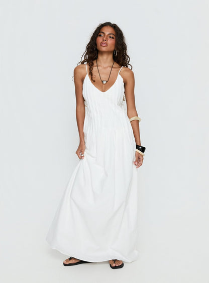 Adriela Pleat Maxi Dress White
