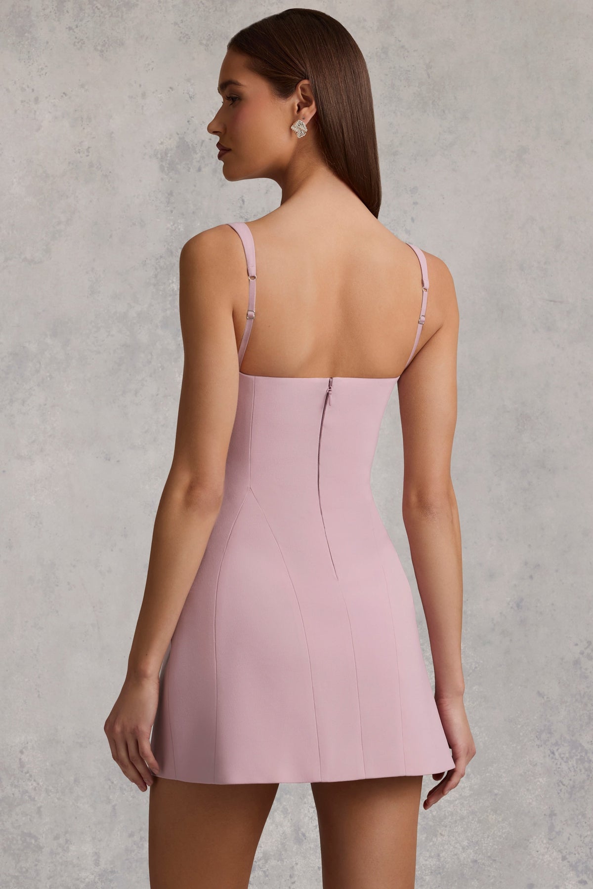 Cut-Out Structured A-Line Mini Dress in Mauve