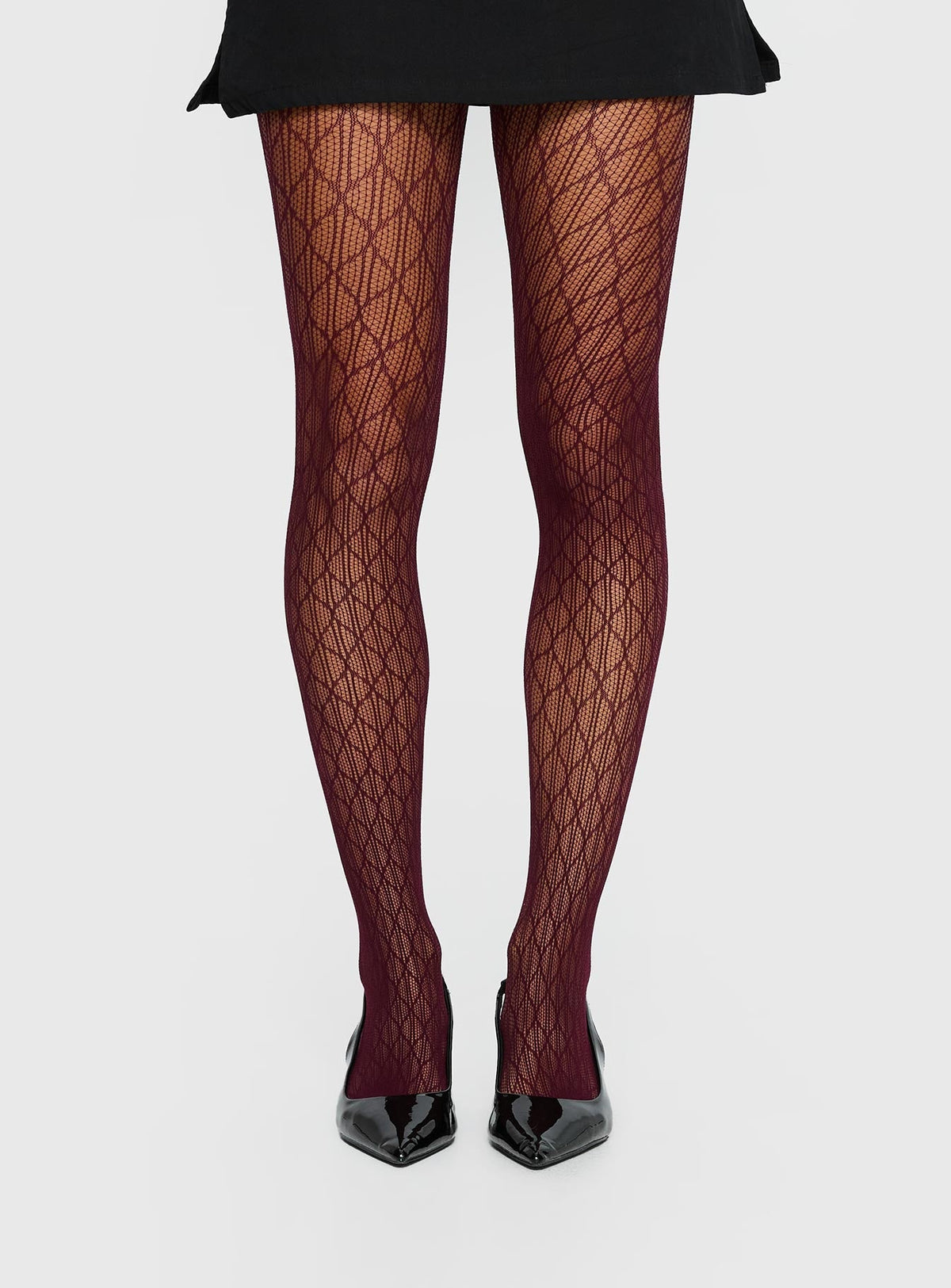 Amelyn Textured Sheer Tights Red