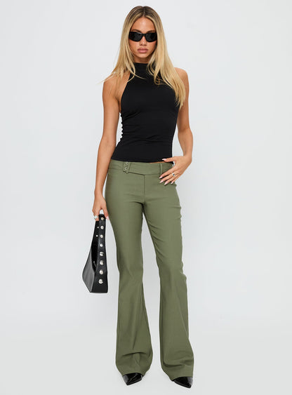 Kinkirk Flared Pants Olive Green