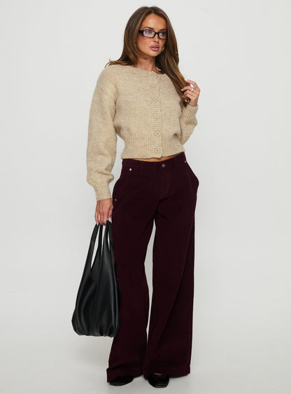 Jacynda Low Waist Wide Leg Corduroy Jeans Currant