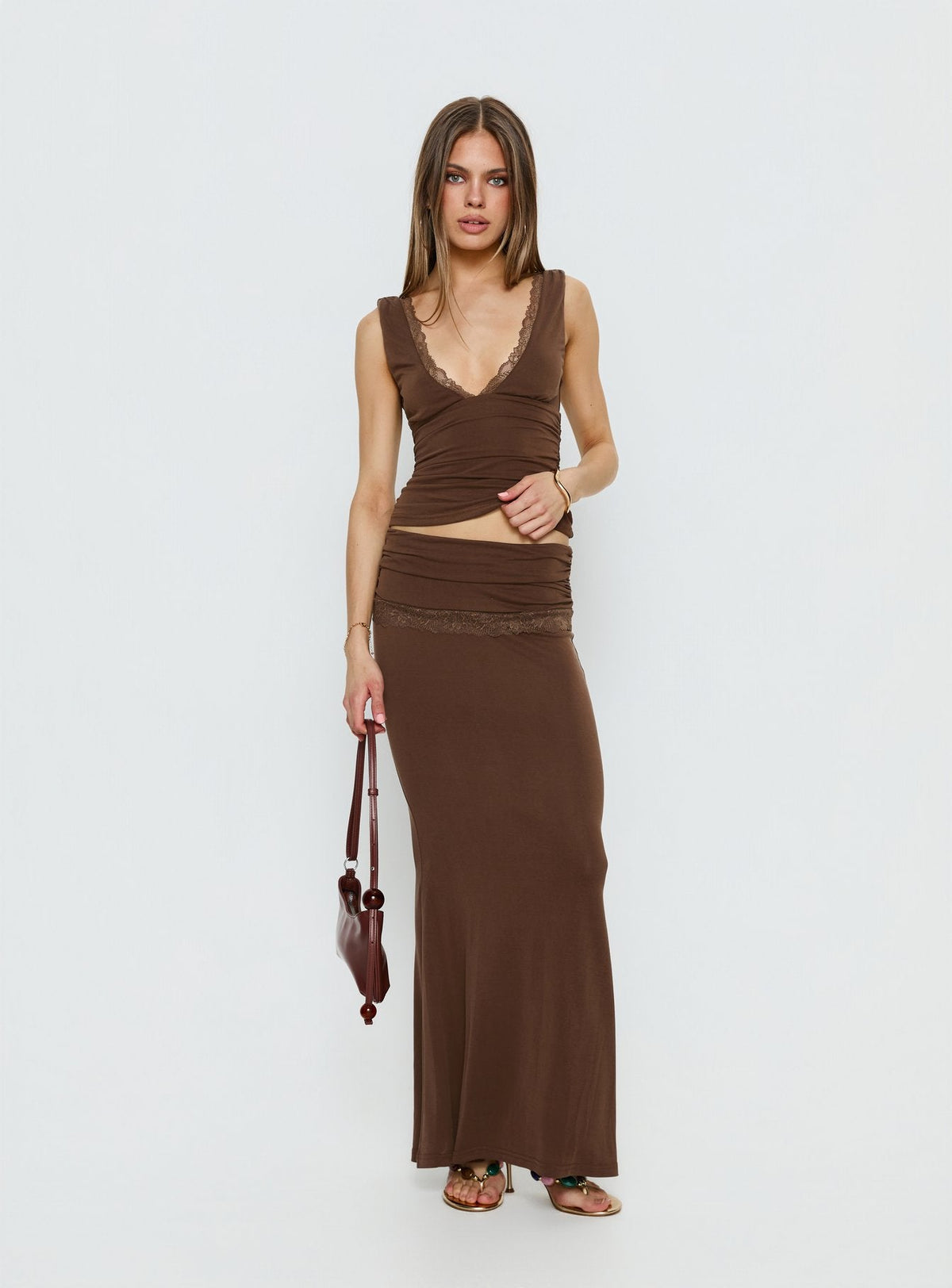 Zespri Jersey Maxi Skirt Brown