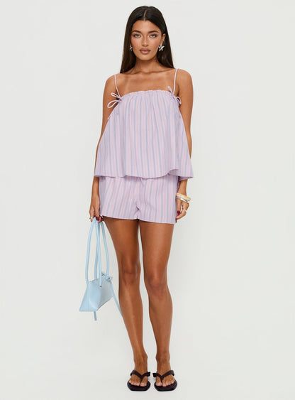Pepita Flowy Frill Top Pink Stripe