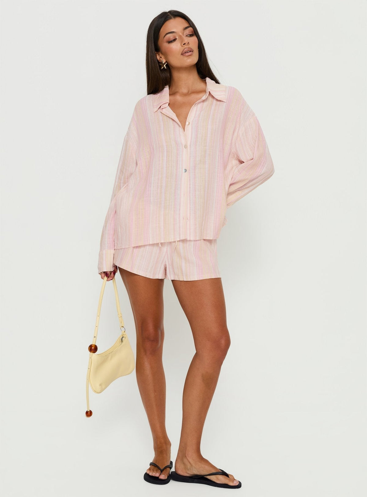 Opheliah Drawstring Shorts Pink Stripe