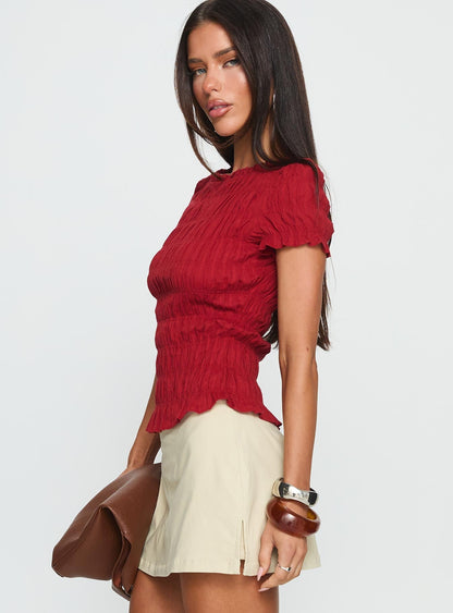 Romelle Shirred Top Red