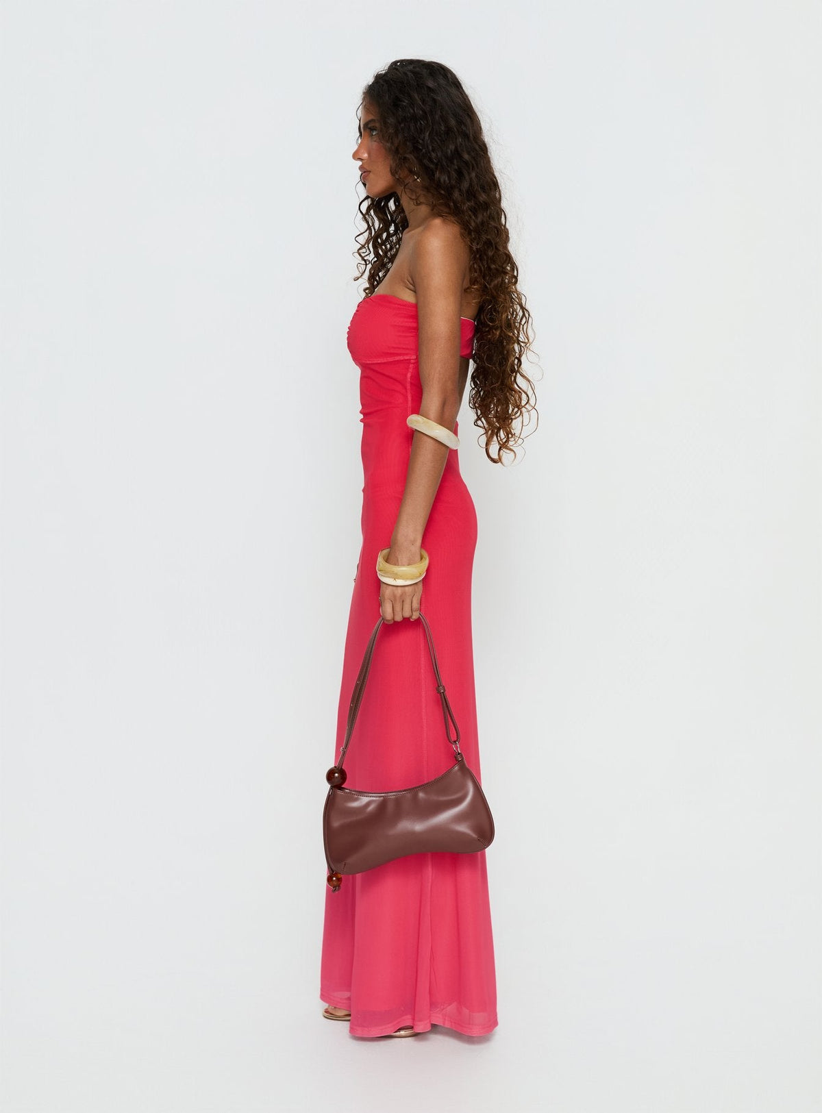 Jesemma Strapless Maxi Dress Hot Pink