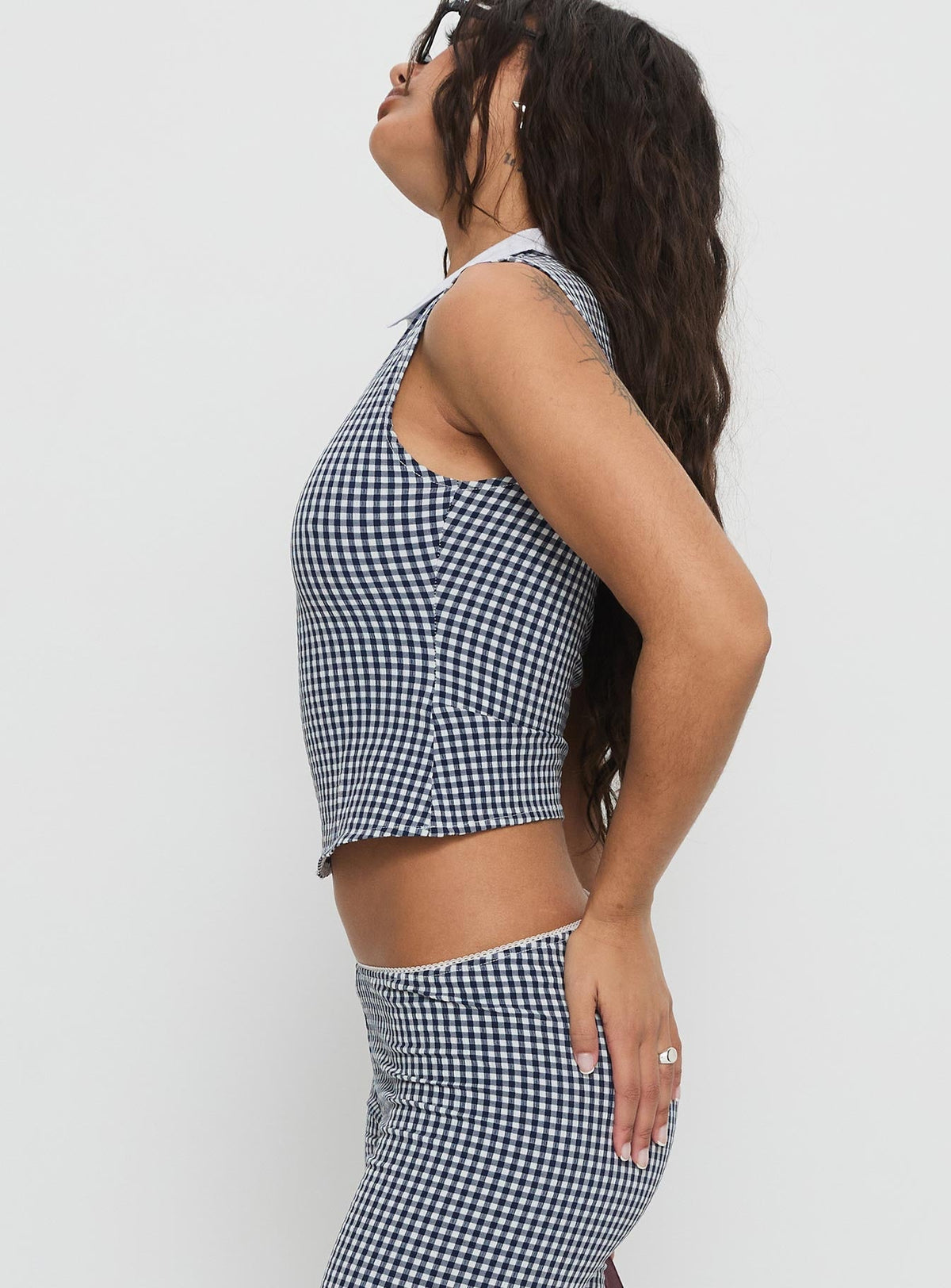Tisuka Top Navy Check
