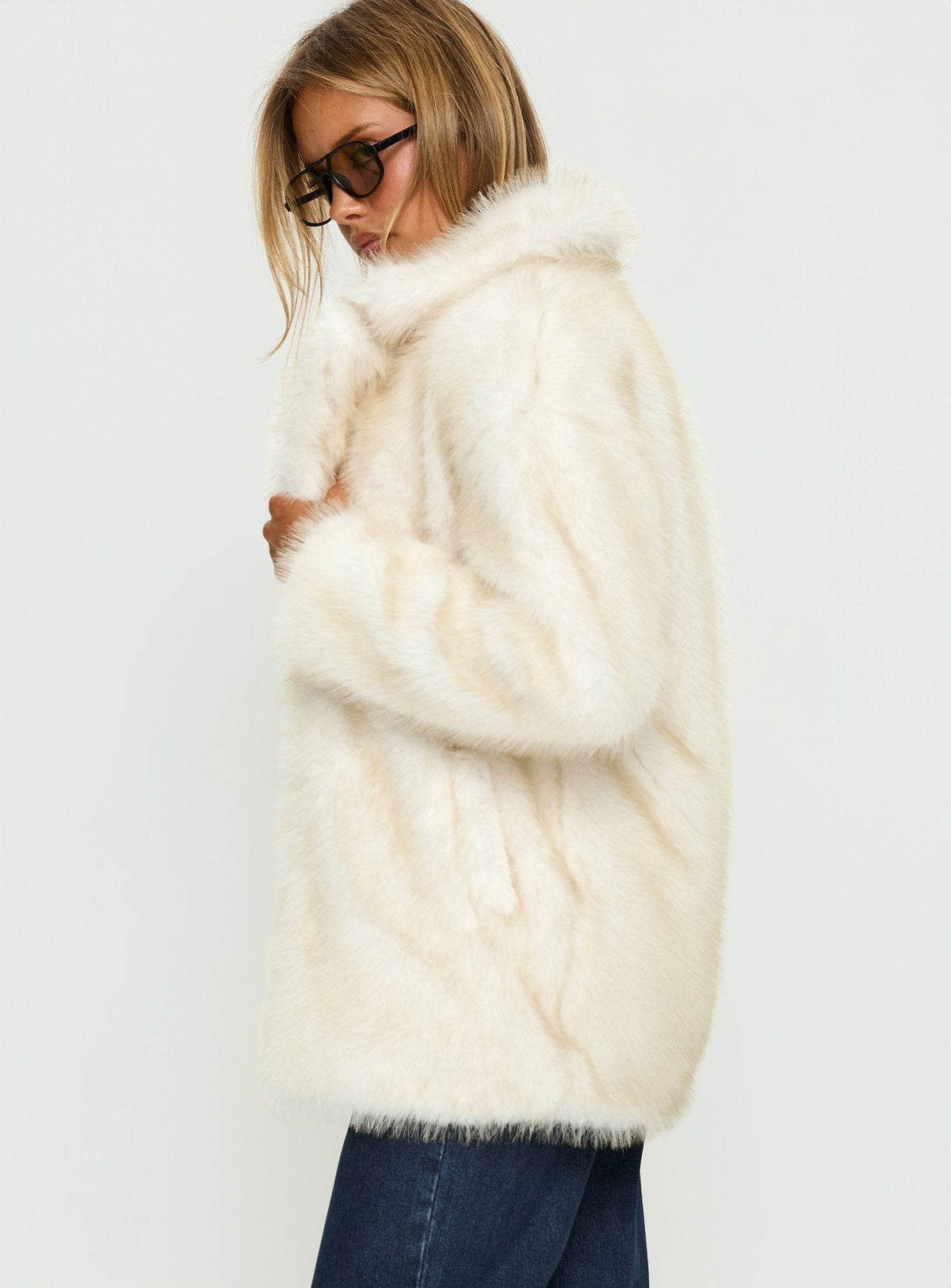 Clova Faux Fur Coat White