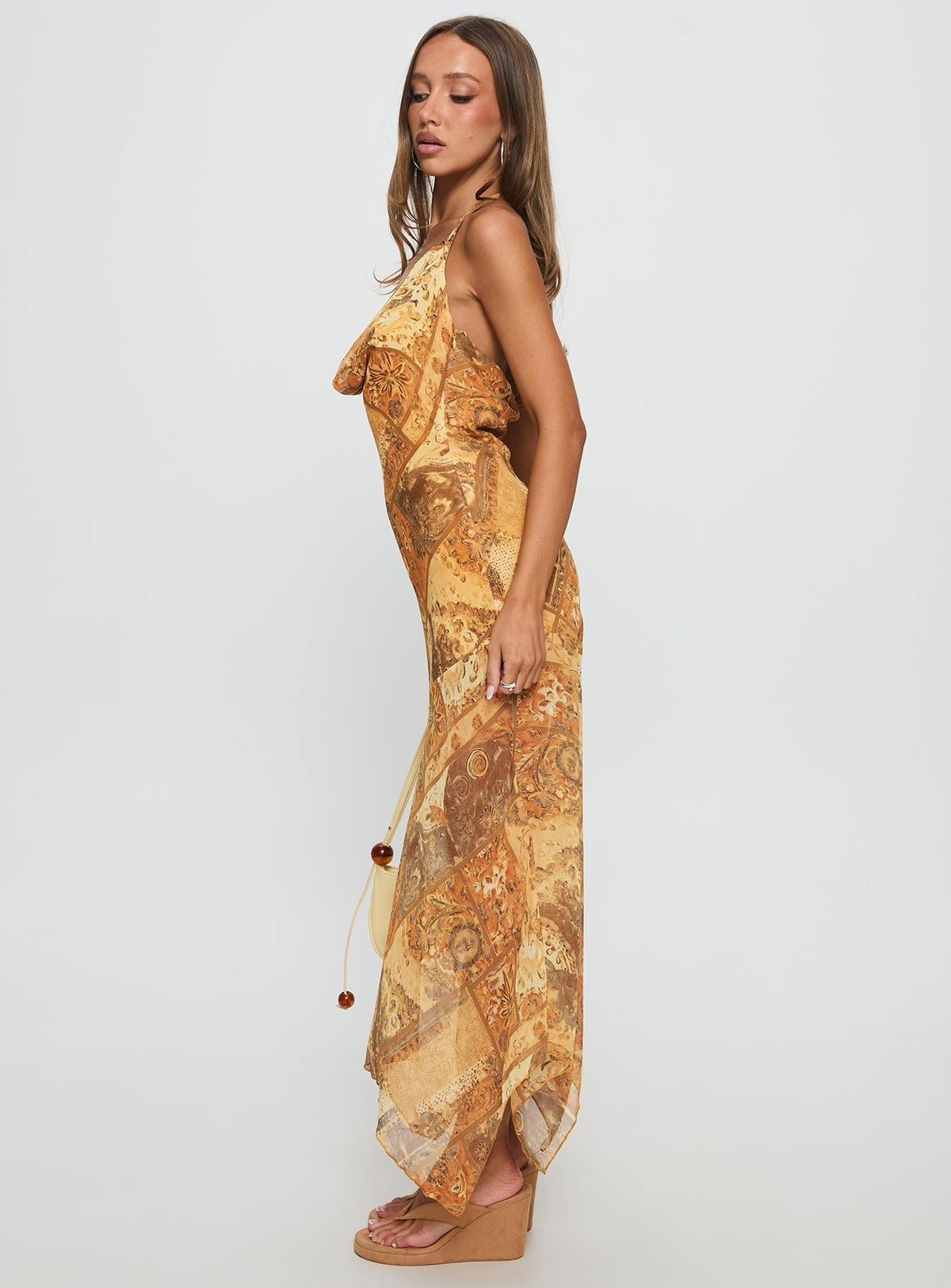 Lyanna Halter Cowl Neck Maxi Dress Multi