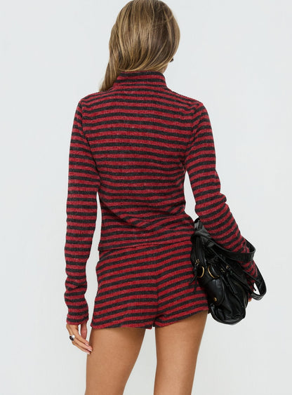 Housewife Knit Shorts Red Stripe