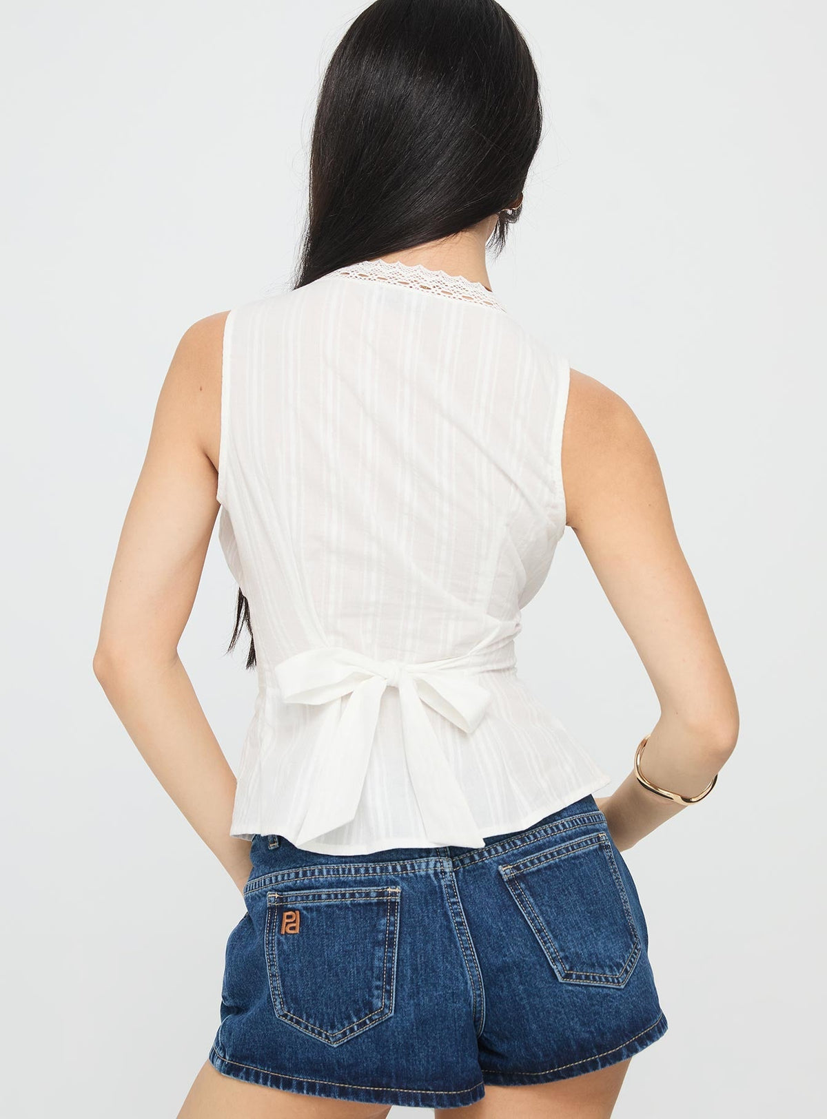Zaylenna Lace Pleated Top White