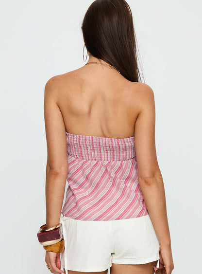 Elery Strapless Top Pink Stripe