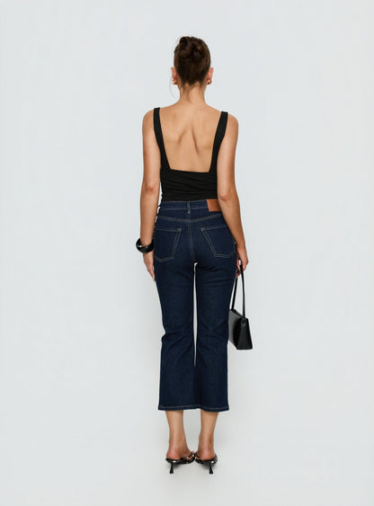 Cindee High Rise Cropped Jeans Raw Indigo