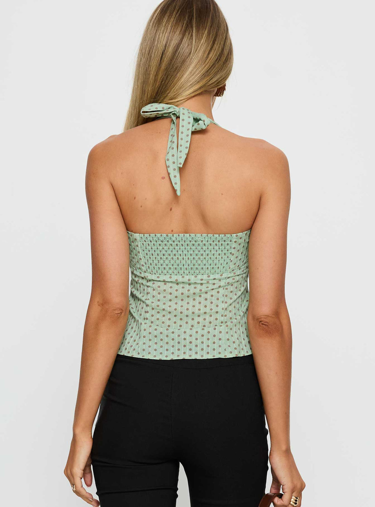 Isabetta Halter Top Green Polka