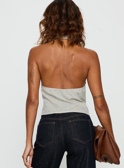 Different Dimensions Sleeveless Collared Top Check