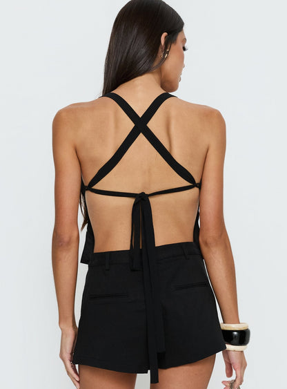 Eboni Multi Wear Cowl Neck Top Black