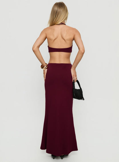 Idella Halter Cut Out Maxi Dress Plum