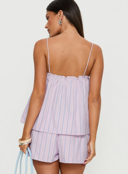 Pepita Flowy Frill Top Pink Stripe