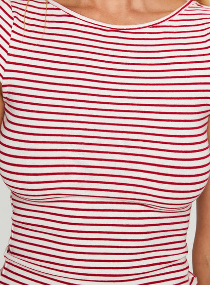 Drives Me Crazy Backless Top Red Stripe