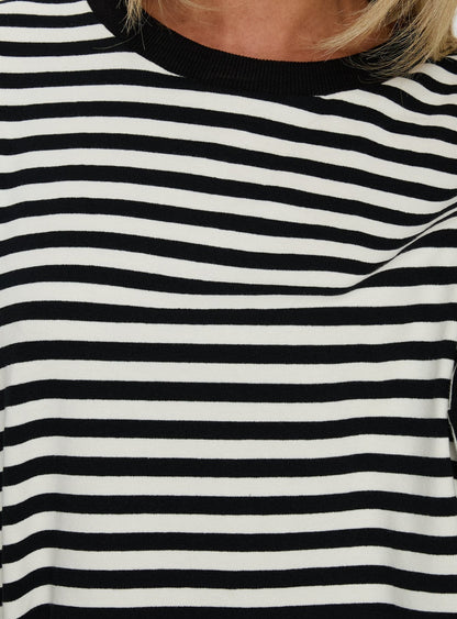 Settle Down Short Sleeve Top Black / White Stripe