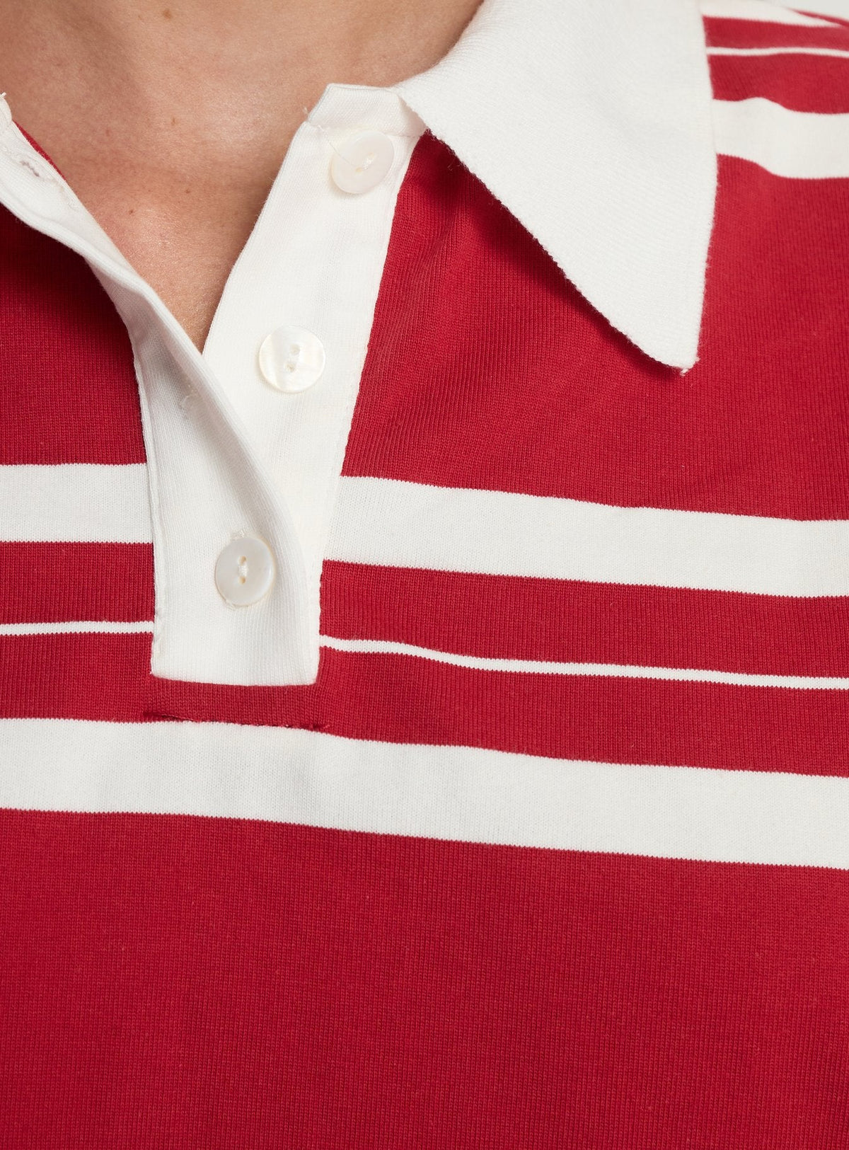 Aaren Boxy Polo Top Red Stripe