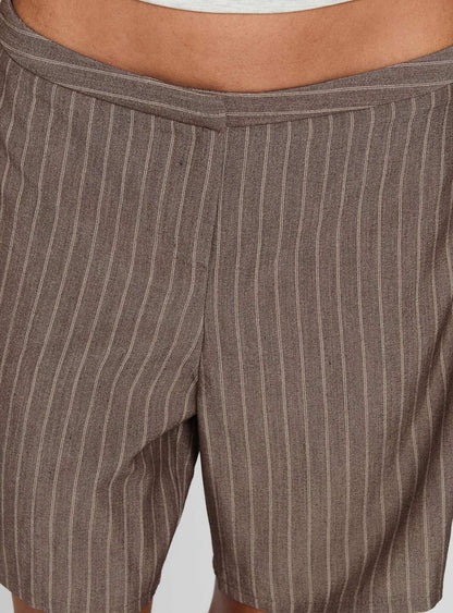 Sarun Short Pinstripe Brown