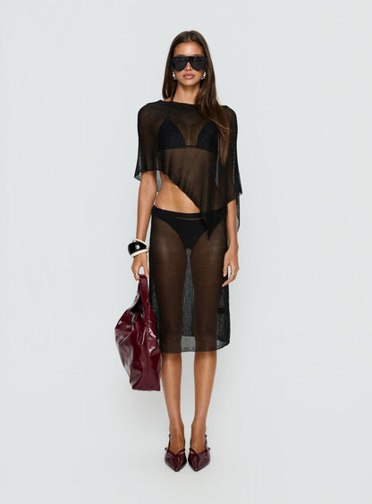 Luminous Midi Skirt Black