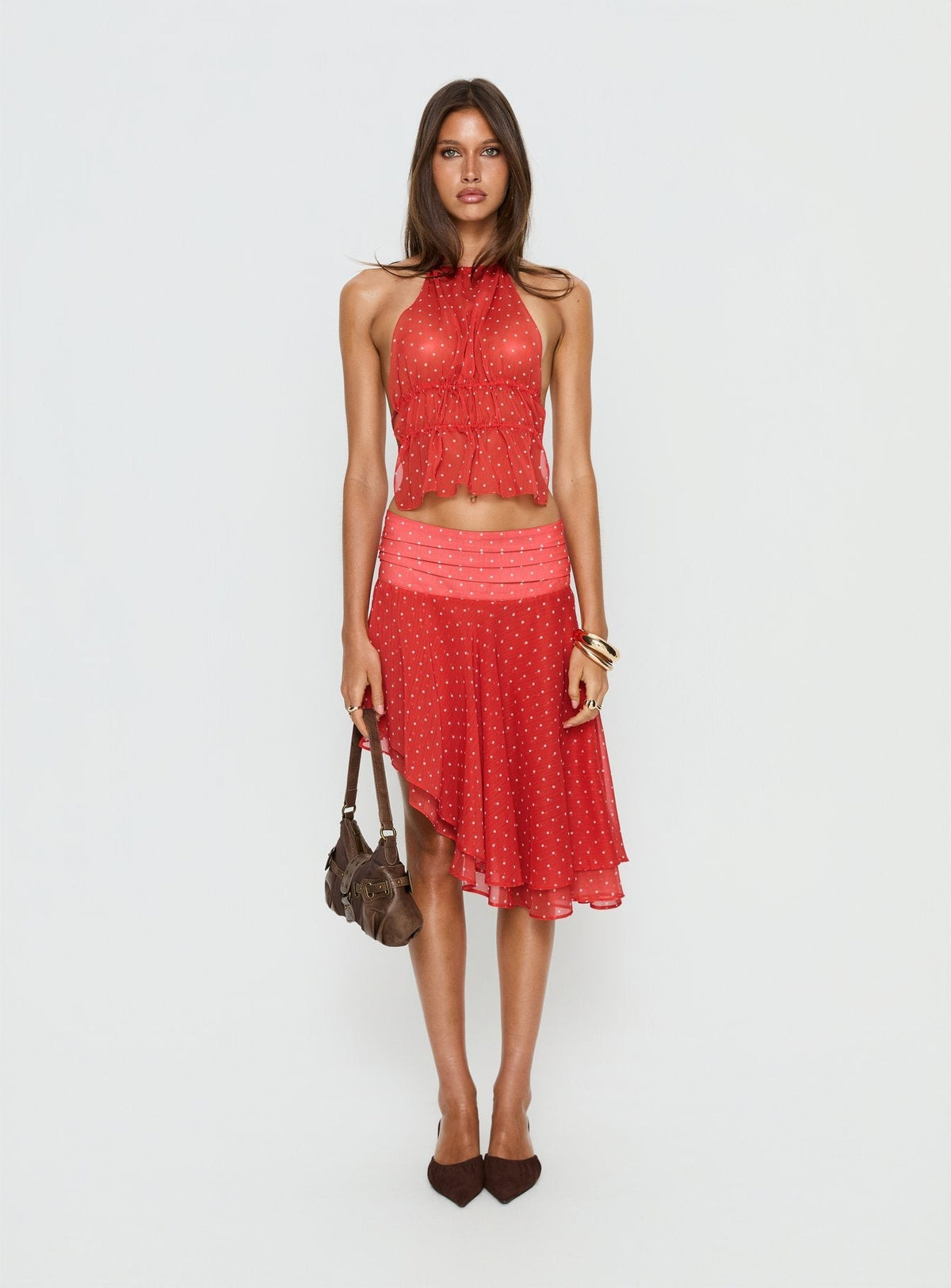 Legacy Halter Top Tomato Polka