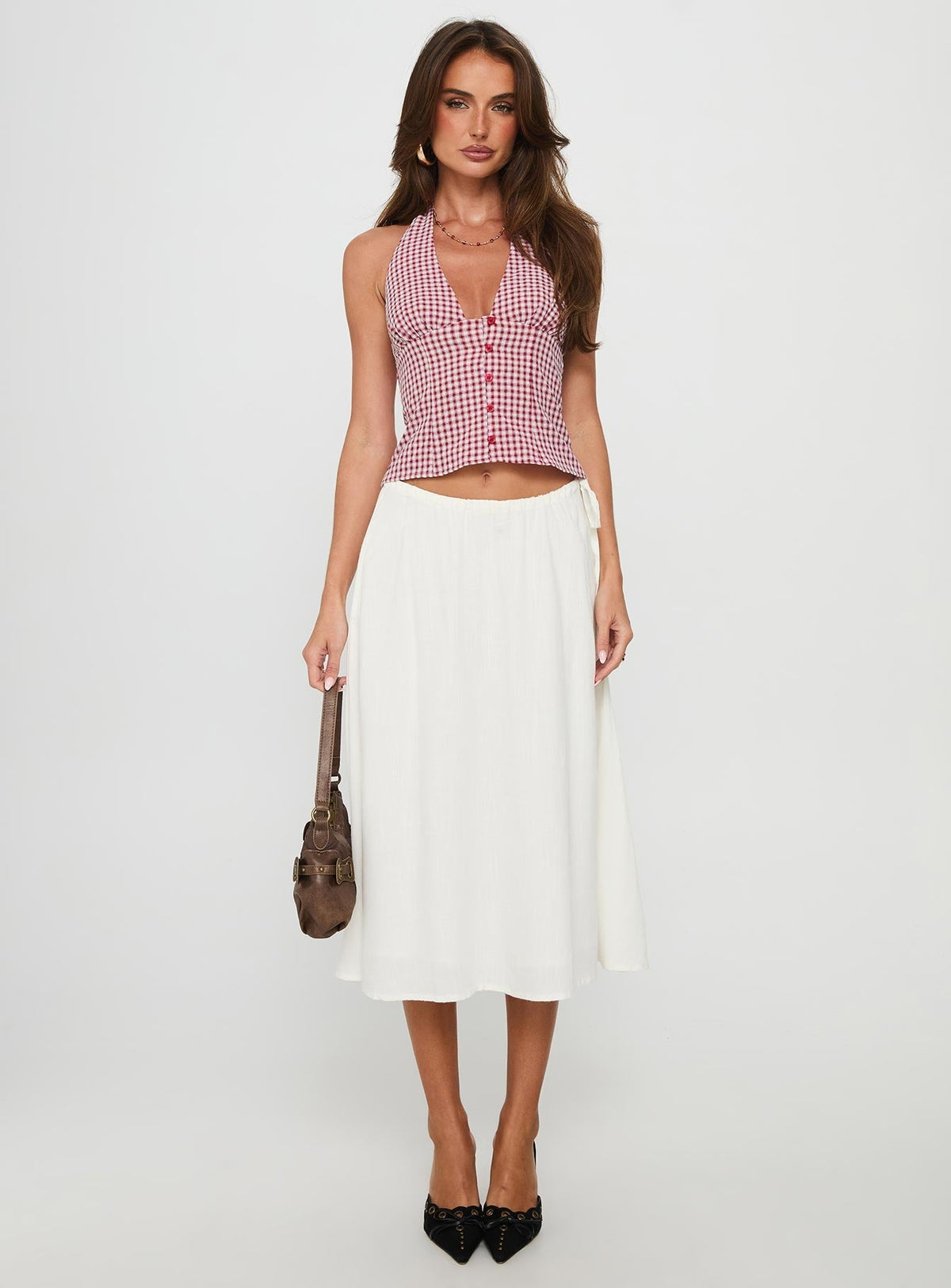 Isolda Halter Top Red Check