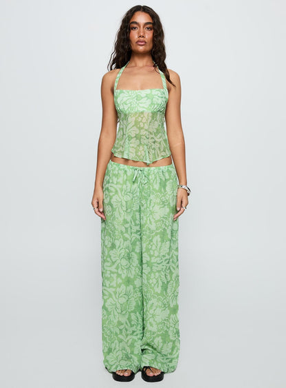 Finesse Pants Green Floral