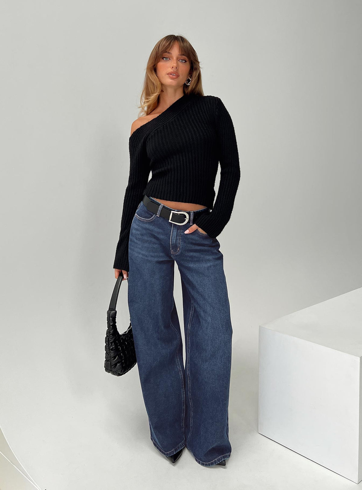 Naylor Mid Rise Wide Leg Jeans Mid Blue Denim Tall