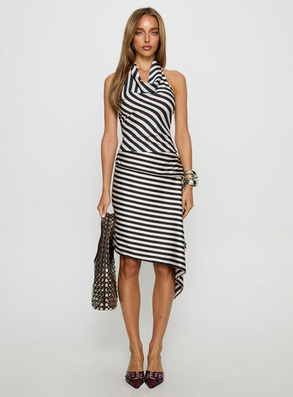Allure Midi Skirt Noir Stripe