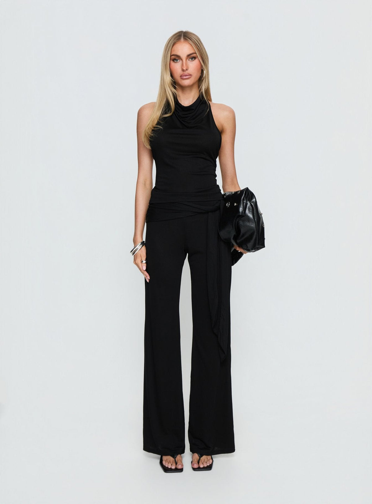 Katiana Wrap Jersey Pants Black