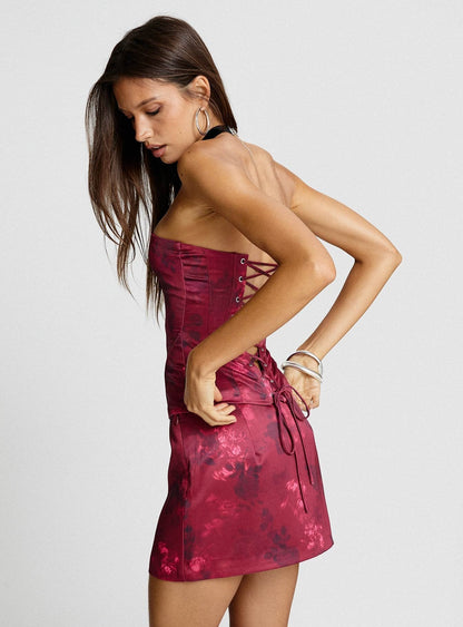 Lovesita Corset Top Red Floral