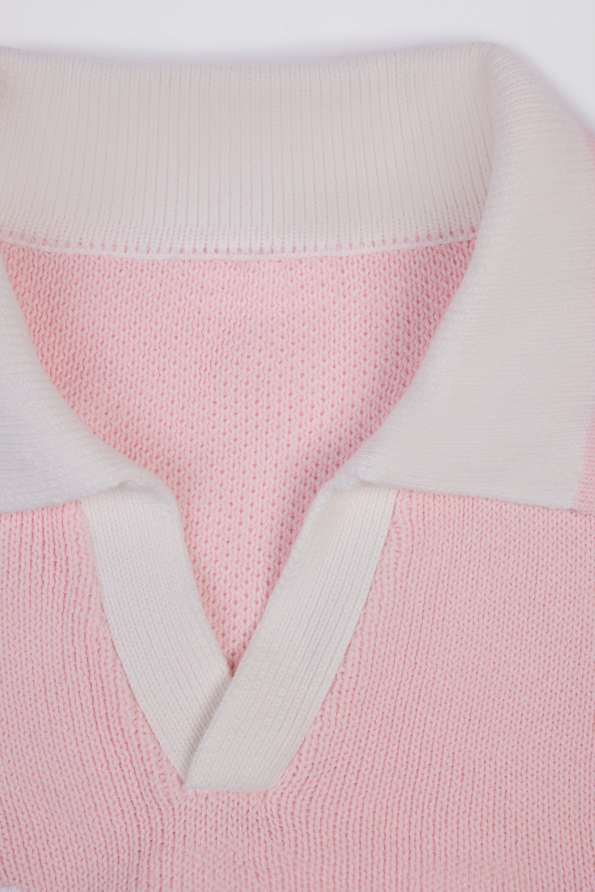 Cotton Jersey Oversized V-Neck Jumper in Powder Pink